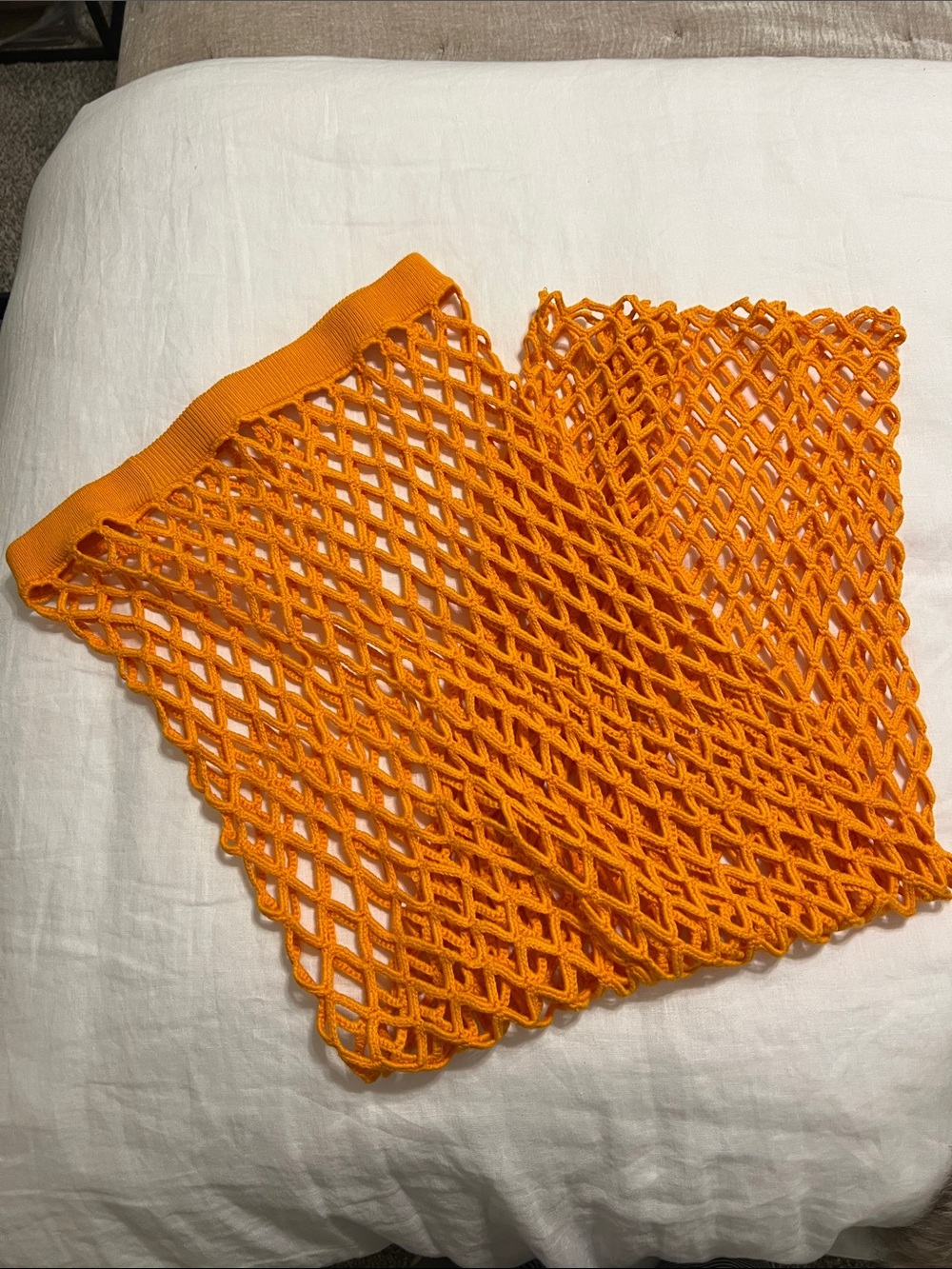 J. Crew Bright Orange Open-Knit Fishnet Skirt Coverup